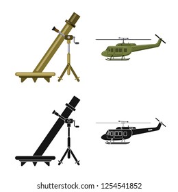 Vector design of weapon and gun symbol. Set of weapon and army stock vector illustration.