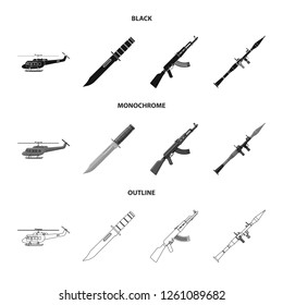 Vector design of weapon and gun symbol. Collection of weapon and army vector icon for stock.