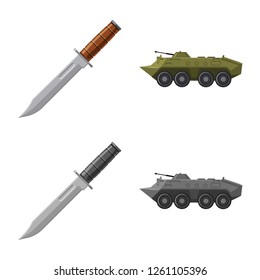 Vector design of weapon and gun symbol. Collection of weapon and army stock symbol for web.