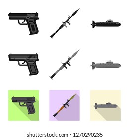 Vector design of weapon and gun symbol. Set of weapon and army stock vector illustration.