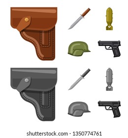 Vector design of weapon and gun symbol. Collection of weapon and army stock symbol for web.