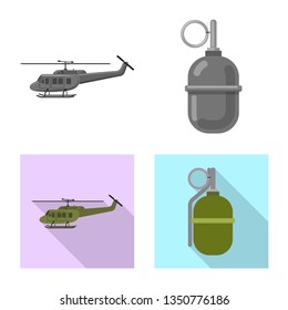 Vector design of weapon and gun symbol. Collection of weapon and army stock symbol for web.