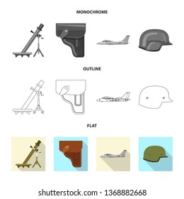 Vector design of weapon and gun symbol. Set of weapon and army vector icon for stock.