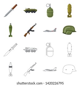 Vector design of weapon and gun symbol. Collection of weapon and army stock symbol for web.