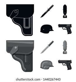 Vector design of weapon and gun symbol. Collection of weapon and army stock vector illustration.