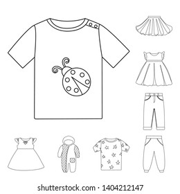 Vector design of wear and child logo. Set of wear and apparel stock vector illustration.