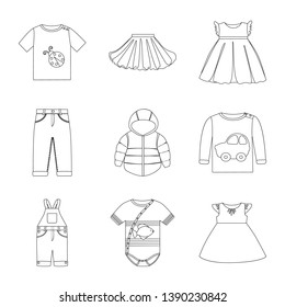 Vector design of wear and child symbol. Collection of wear and apparel stock vector illustration.