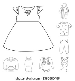 Vector design of wear and child symbol. Set of wear and apparel stock symbol for web.