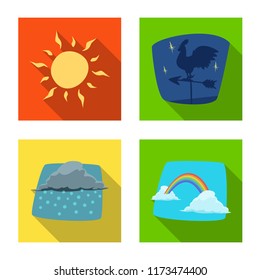 Vector design of weather and climate icon. Collection of weather and cloud stock vector illustration.
