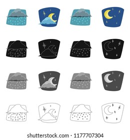 Vector design of weather and climate icon. Collection of weather and cloud stock vector illustration.