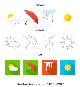 Vector design of weather and climate icon. Collection of weather and cloud vector icon for stock.