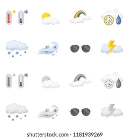 Vector design of weather and climate icon. Collection of weather and cloud stock symbol for web.