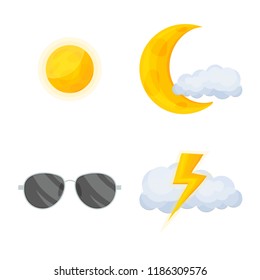 Vector design of weather and climate icon. Collection of weather and cloud stock vector illustration.