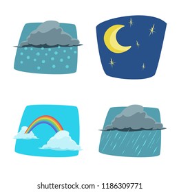 Vector design of weather and climate icon. Set of weather and cloud stock vector illustration.
