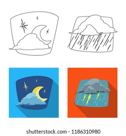 Vector design of weather and climate icon. Set of weather and cloud stock vector illustration.