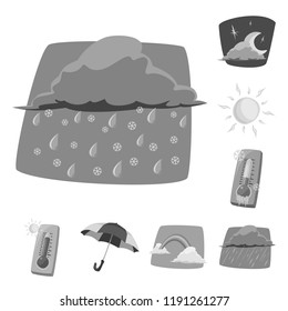 Vector design of weather and climate icon. Collection of weather and cloud vector icon for stock.