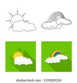 Vector design of weather and climate icon. Set of weather and cloud stock vector illustration.