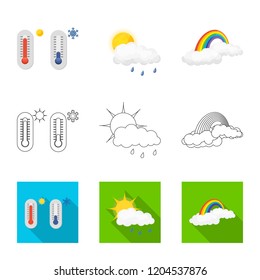 Vector design of weather and climate icon. Set of weather and cloud vector icon for stock.