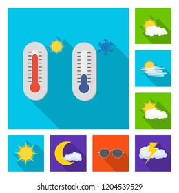 Vector design of weather and climate icon. Collection of weather and cloud stock symbol for web.