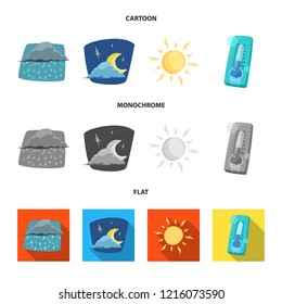 Vector design of weather and climate icon. Set of weather and cloud vector icon for stock.