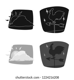 Vector design of weather and climate icon. Collection of weather and cloud vector icon for stock.