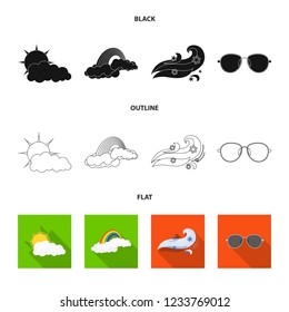 Vector design of weather and climate icon. Collection of weather and cloud vector icon for stock.