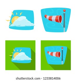 Vector design of weather and climate icon. Set of weather and cloud stock vector illustration.