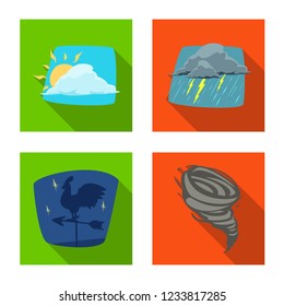 Vector design of weather and climate icon. Set of weather and cloud stock vector illustration.