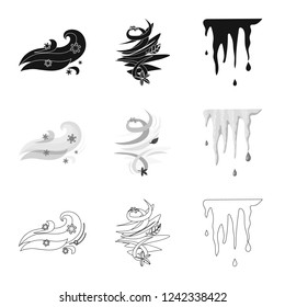 Vector design of weather and climate icon. Set of weather and cloud vector icon for stock.