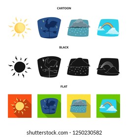 Vector design of weather and climate icon. Collection of weather and cloud symbol for web.
