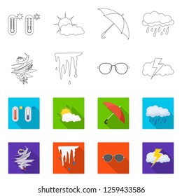 Vector design of weather and climate icon. Set of weather and cloud vector icon for stock.