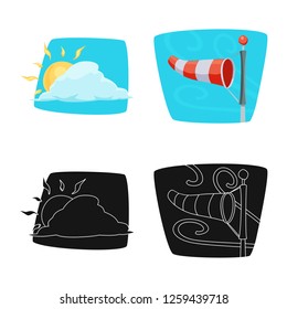 Vector design of weather and climate icon. Collection of weather and cloud vector icon for stock.