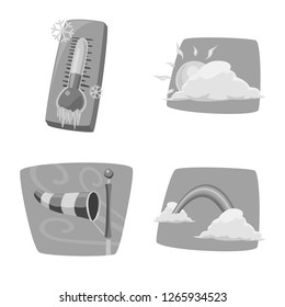 Vector design of weather and climate icon. Set of weather and cloud vector icon for stock.