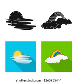 Vector design of weather and climate icon. Collection of weather and cloud stock symbol for web.