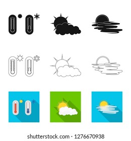 Vector design of weather and climate icon. Collection of weather and cloud vector icon for stock.