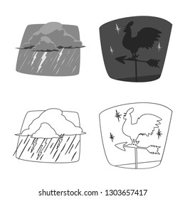 Vector design of weather and climate icon. Set of weather and cloud stock vector illustration.