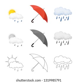 Vector design of weather and climate icon. Set of weather and cloud vector icon for stock.