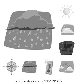 Vector design of weather and climate icon. Set of weather and cloud stock vector illustration.
