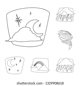 Vector design of weather and climate icon. Collection of weather and cloud vector icon for stock.