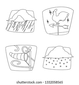Vector design of weather and climate icon. Set of weather and cloud stock vector illustration.