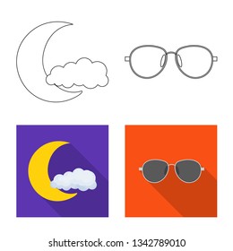 Vector design of weather and climate icon. Collection of weather and cloud vector icon for stock.