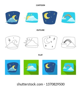 Vector design of weather and climate icon. Collection of weather and cloud vector icon for stock.