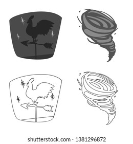 Vector design of weather and climate icon. Collection of weather and cloud stock vector illustration.