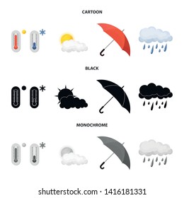 Vector design of weather and climate icon. Set of weather and cloud vector icon for stock.