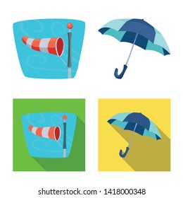 Vector design of weather and climate icon. Set of weather and cloud vector icon for stock.