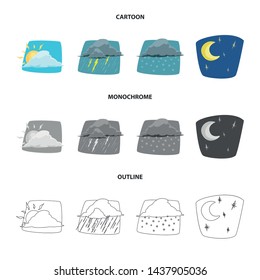 Vector design of weather and climate icon. Set of weather and cloud stock vector illustration.