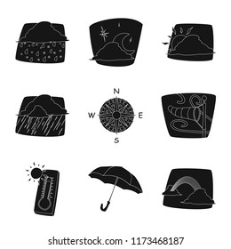 Vector design of weather and climate logo. Set of weather and cloud stock symbol for web.