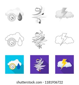 Vector design of weather and climate logo. Set of weather and cloud stock vector illustration.