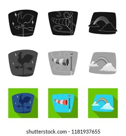 Vector design of weather and climate logo. Set of weather and cloud stock vector illustration.