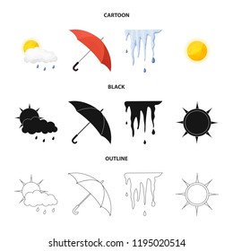 Vector design of weather and climate logo. Collection of weather and cloud stock vector illustration.